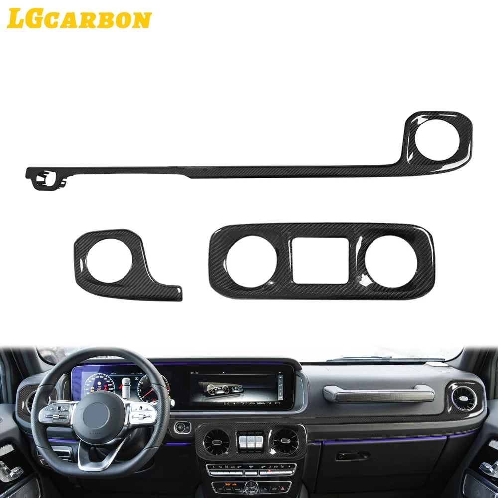 LGcarbon For Mercedes-Benz G-Class G63 2019-2023 Car Interior Carbon Fiber Style Central Control Side Air Outlet Trim 3PCS