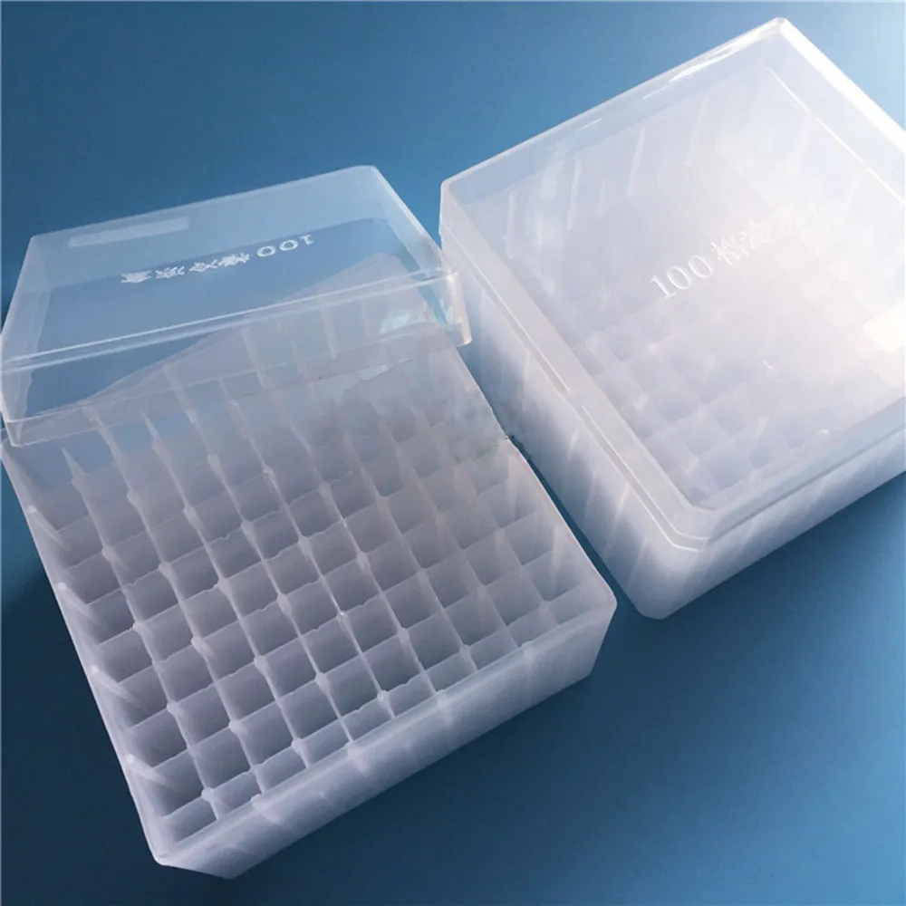 100 Holes laboratory Plastic tube box use for 5ml cryopreservation tube with connection cover