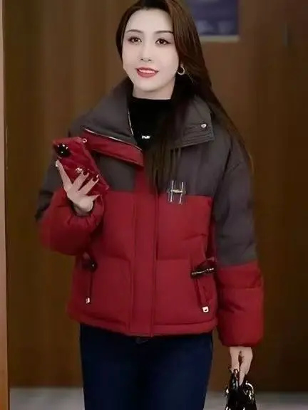 Damen ort Thiened Stehkragen Brotmantel Baumwolle Jaet Warm Sli Neue Winter Faionable Baumwolle Kleidung Oberbekleidung