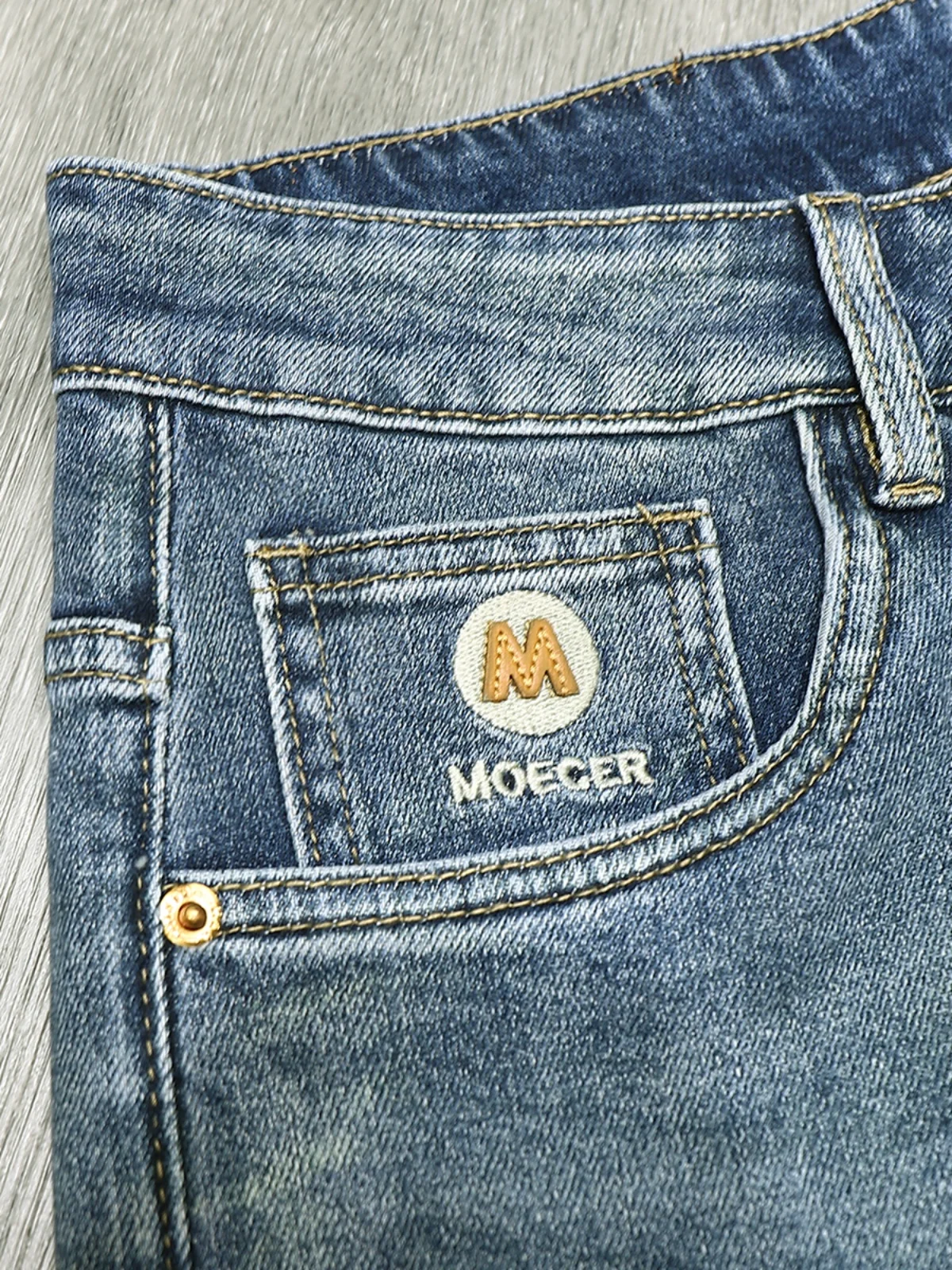 جينز دينم أمريكي عتيق للرجال 2024 جديد كلاسيكي عصري شارع العليا بسيط Waed جينز مرن مزيج من القطن والبوليستر بقصة ضيقة #3