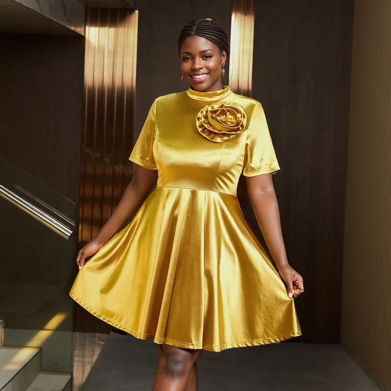 

Flower AM041202 Gold Light Luxury Dress Cocktail Party A-line Dress Party Dress