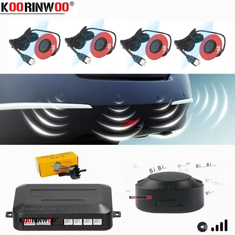 Koorinwoo универсальный оригинальный плоский датчик 16,5 мм датчики парковки автомобиля 4 задняя сигнализация Parkmaster безопасности регулируемый динамик зуммер