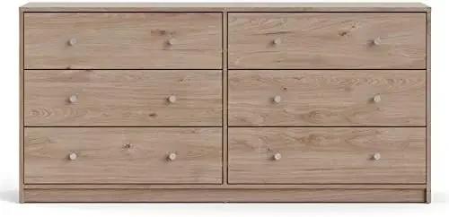 Contemporary 6 Drawer Double Dresser for Bedroom,Hallway,Living Room,Wooden,12.46