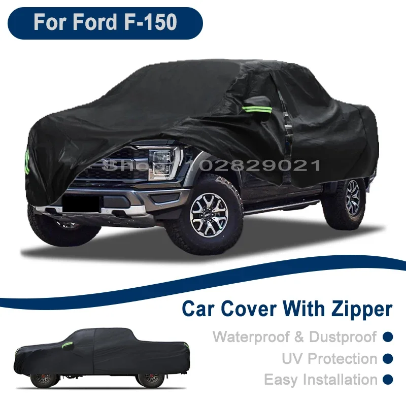 

Outdoor Full Vehicle Cover For Ford F-150 - Side Zipper Design, Waterproof Dustproof Sun Protection Car Cover