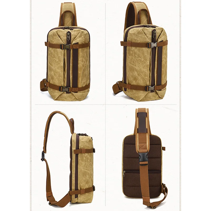 Canvas Chest Packs Man Outddoor Casual Retro Large-capacity Multi-functional Crossbody Bag Male Fashionable Small Shoulder Bags