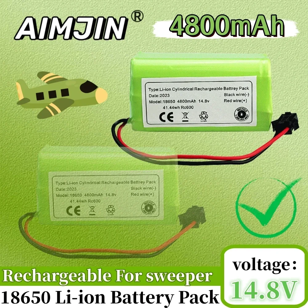 

14.8V 4800mAh 18650 SM Plug Lithium Battery Pack Replacement Parts For Electric Sweeper Robot Vacuum Cleaner Accessories