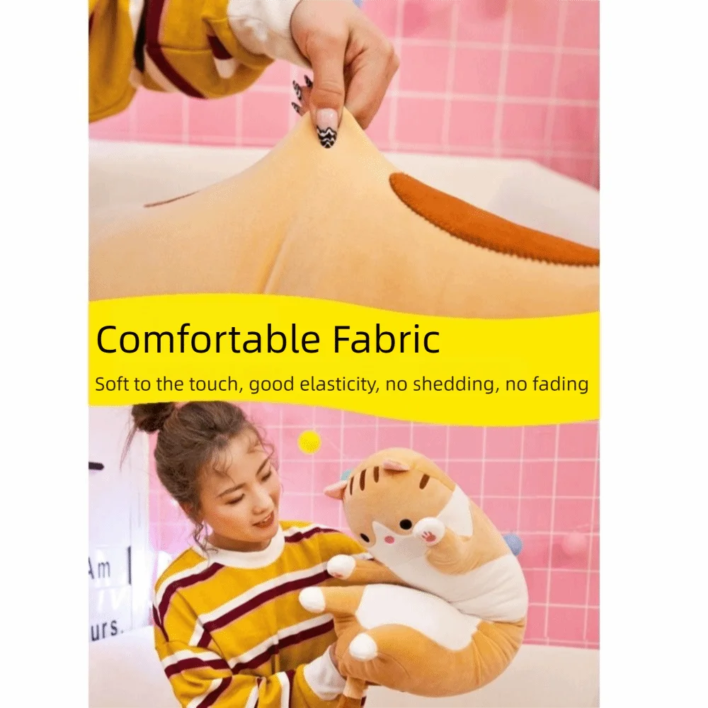 

Мягкая подушка-игрушка в виде кота длиной 70 см, очень мягкая, для объятий, для сна на боку, для офиса, для сна, с мультяшным дизайном