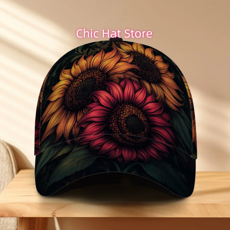 1pc of a Sunflower Patterned Snapback Baseball Cap - an Adjustable Duckbill Hat Perfect for Travel, Outdoor Activities, And Ever