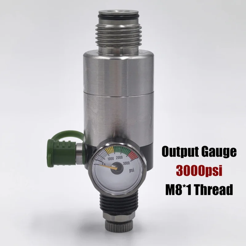 HPA CO2 Air Tank Soft Dual Manometer Gauge From 0 to 3000psi Regulator Adjustable Input thread M18*1.5 Output thread G1/2-14