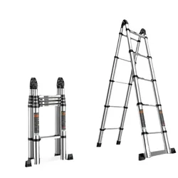 2.3M Telescopic Ladder Lifting Engineering Aluminum Alloy Folding Household Multifunctional Straight Ladder Stainless Steel