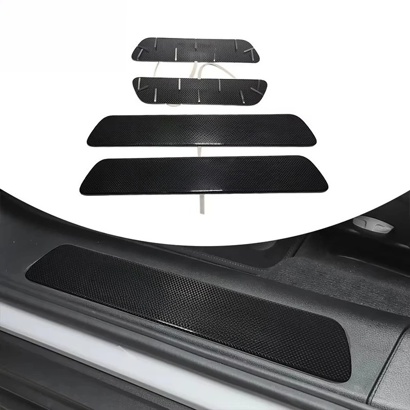 Carbon Fiber Pattern Car Light Wiring-free Induction Phantom Atmosphere Light Car Welcome Door Sill Light  for 2017+