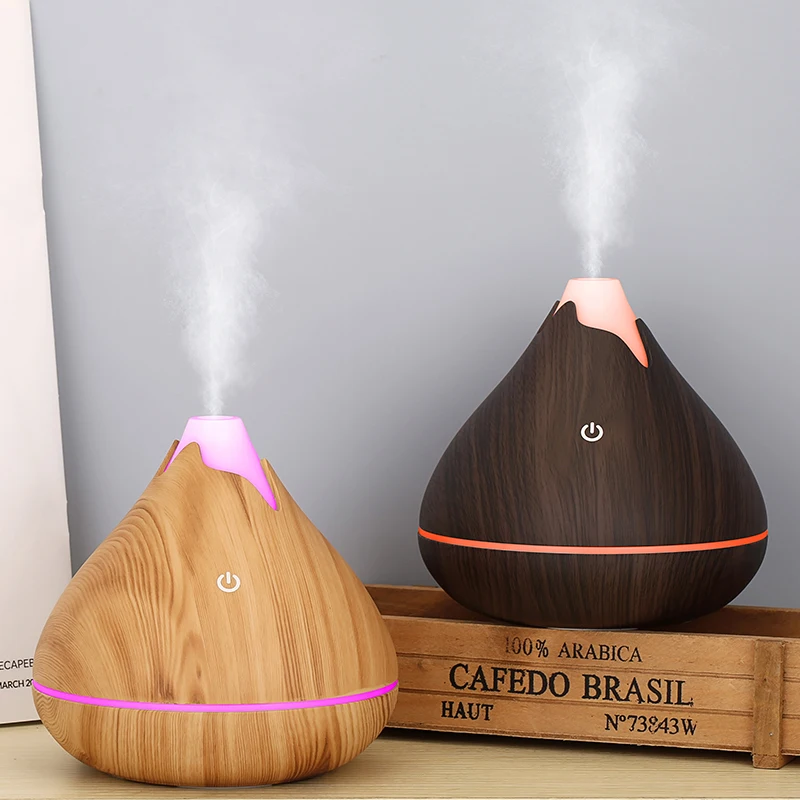 

350ML Aromatherapy Essential Oil Diffuser Wood Grain Remote Control Ultrasonic Air Humidifier Cool with 7 Color LED Light