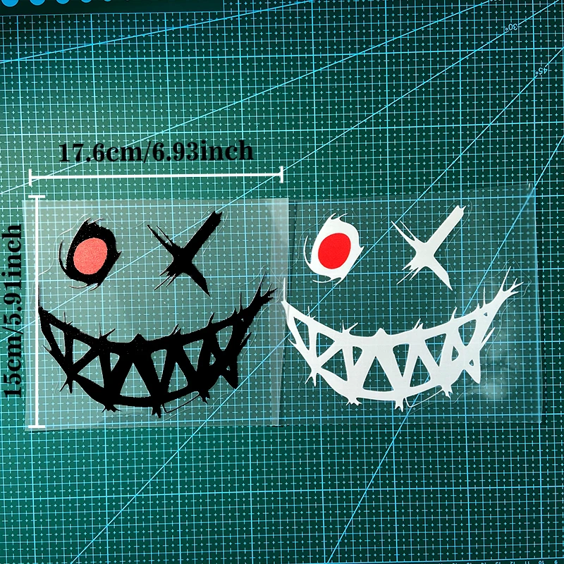 1 قطعة شيطان الوجه المبتسم مقاوم للماء ملصقات السيارات مقاوم للماء للسيارات نافذة الوفير الخلفي الزجاج الأمامي شارات الفينيل زخرفة مضحكة