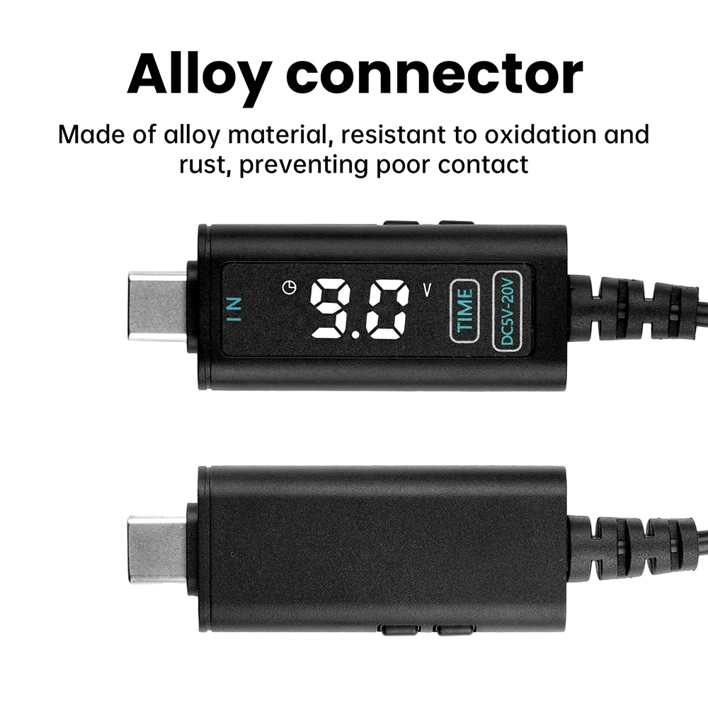 USB повышающий преобразователь типа C постоянного тока от 5-10 В до 5-20 В USB-кабель повышающего преобразователя 5,5*2,5 мм для источника питания/зарядного устройства/маршрутизатора