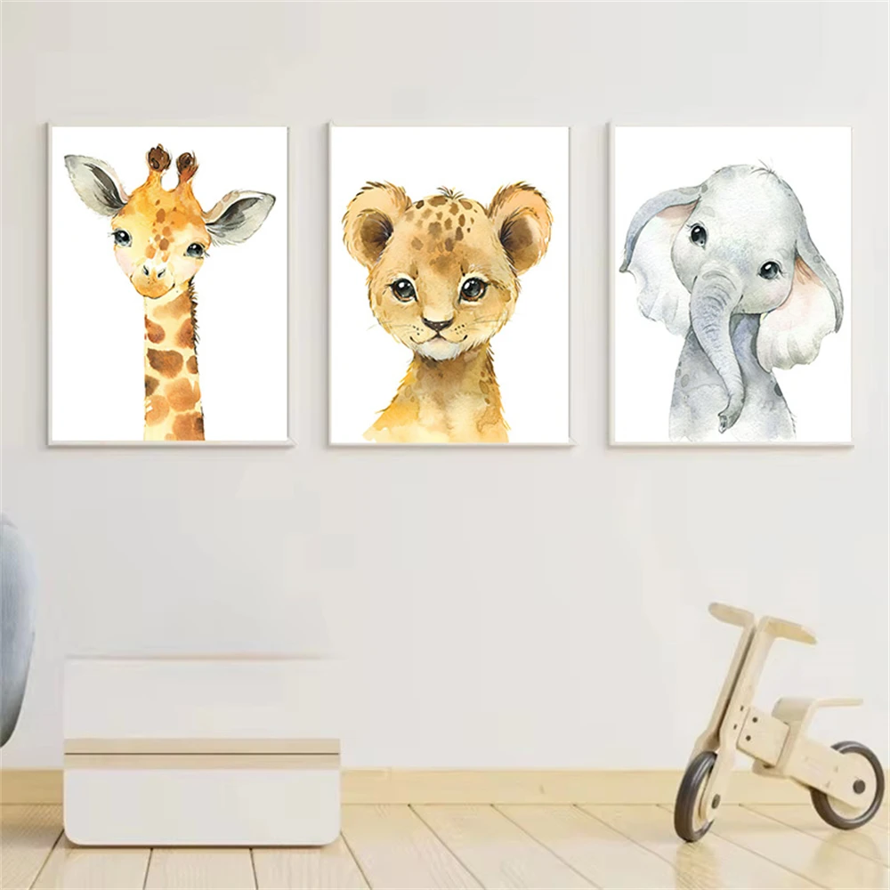 

Safari Nursery Decor Set of 3 Poster Jungle Animal Nursery Wall Art Prints Baby Animal Prints Children's Room Bedroom Decoration