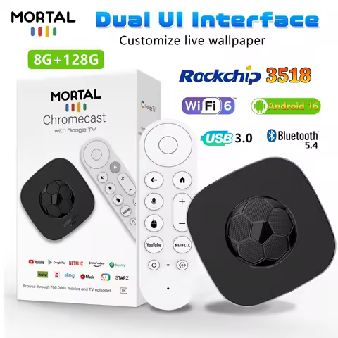 Smart TV Box Mortal T1 Ultra Android 16 HDR 10 4K 128G Google Voice WIFI 6 USB3.0 Game Netflix Free TV Home Theater Set-Top Box