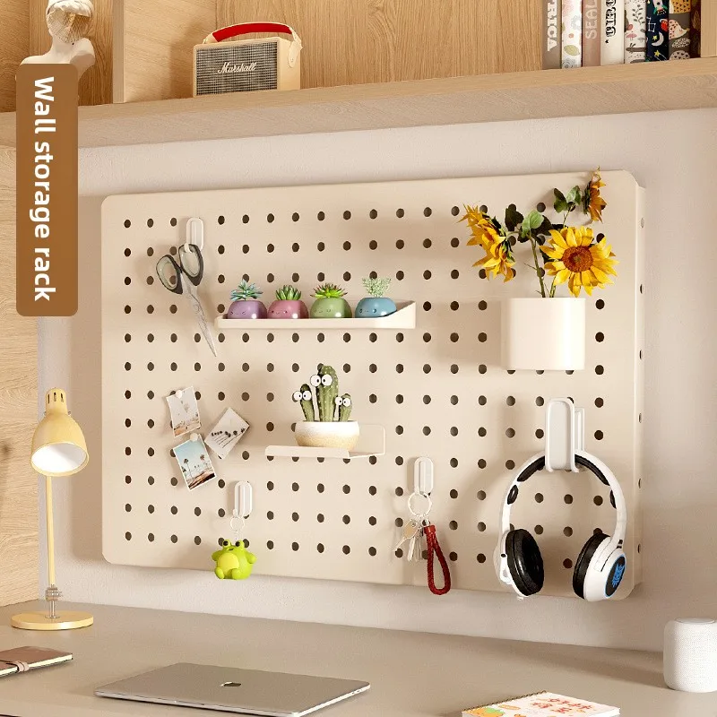 Magnetic Pegboard Hooks Kit No Drill Wall Mounted Storage Organizer Wall Mounted Perforated Board Storage Rack Furniture