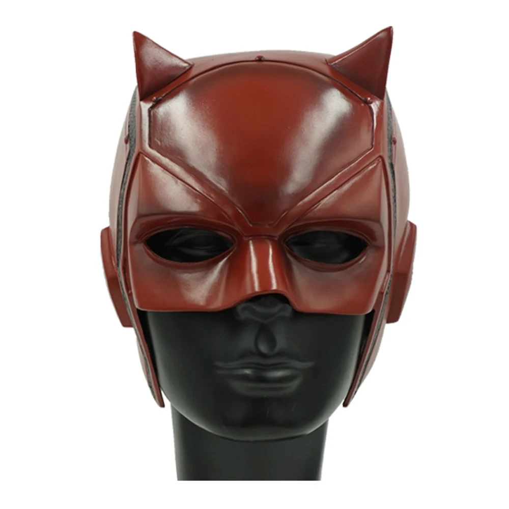Daredevil Brown Red Helmet Hard PVC Full Head Wearable Cosplay Mask Fit Head Circumference 55 to 63cm 500g Adult Cos Prop Halloween Masquerade Role Play Costume Accessory Movie Hero Collection Gift Realistic Wearable Display Mask