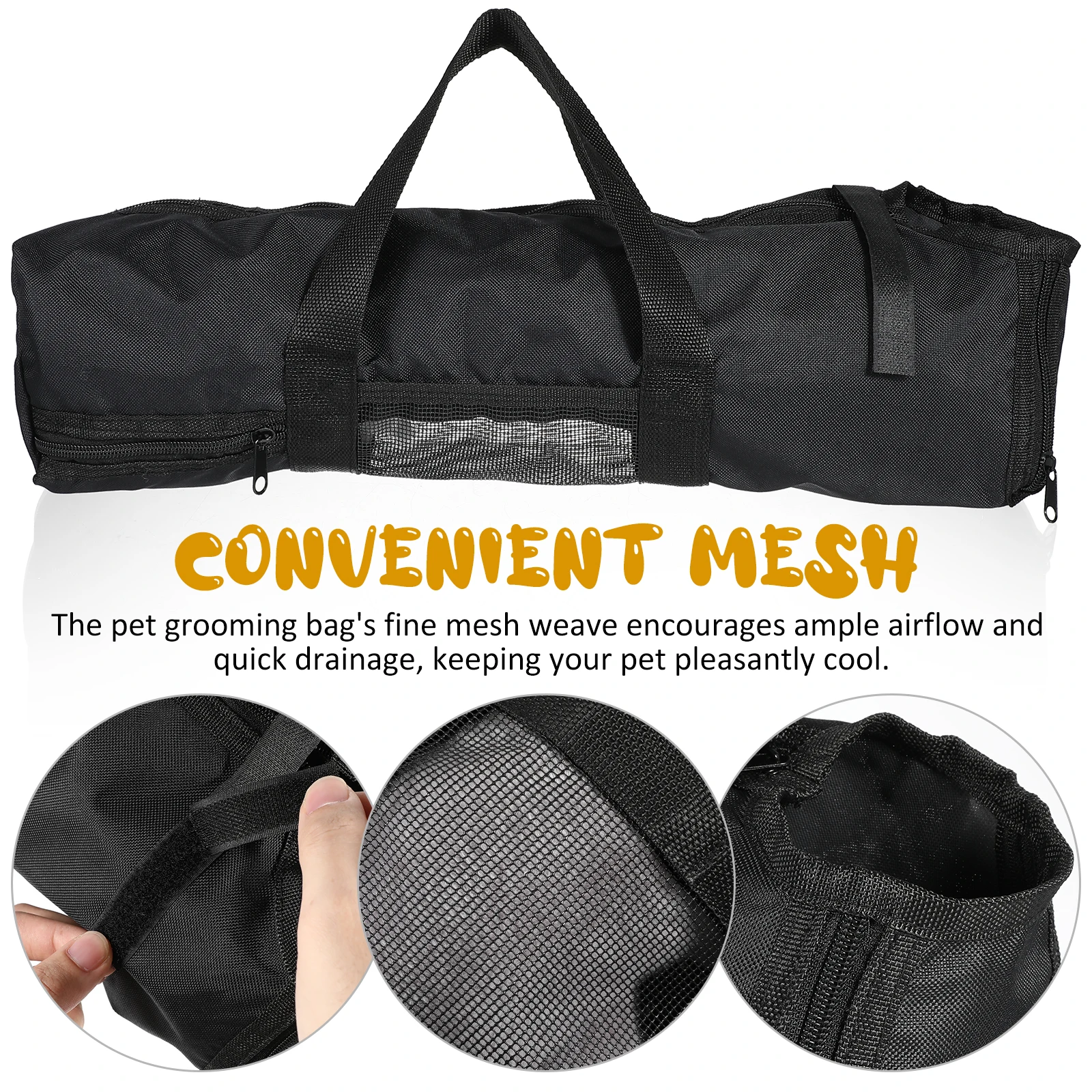 

Cat Grooming Bag Nail Scissors Black Bath Washing Pet Accessory Hanging Nail Trimming Oxford Mesh Zippers Travel