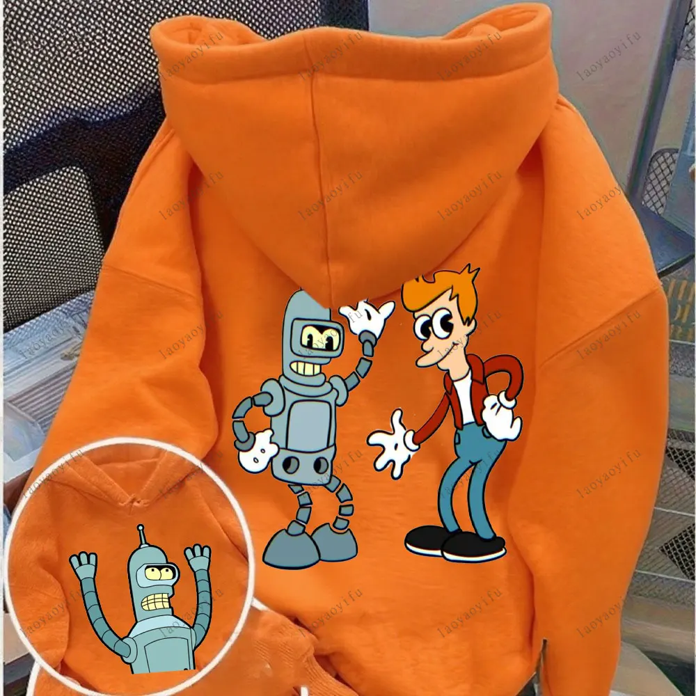 Futurama Hoodie Funny Robots Men Hoodie Cartoon Pullover Autumn and Winter Keep Warm Tracksuit Novelty Trending Clothes
