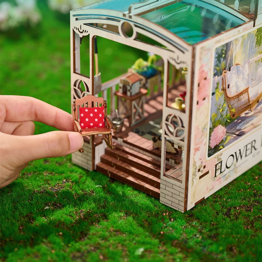 Diy de madeira momentos felizes livro nook prateleira inserção kits modelo em miniatura estante com luz estante para amigos presentes aniversário