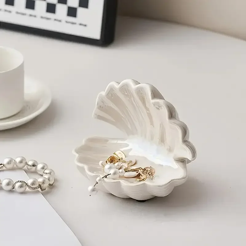 Mini Shell Jewelry Storage Tray,Necklace Display Stand Decorative Ornament,Minimally Designed Bathroom Sink Soap Box,Nice Gift