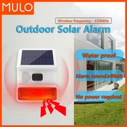 Upgraded Wireless Solar Outdoor Alarm 433MHz With LED Flash as Outdoor Waterproof Alarm for Home Garage Carport Alarm System