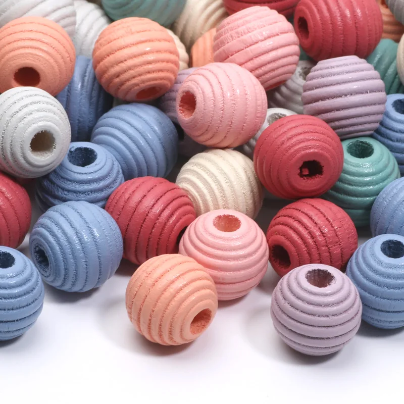 Wood Spacer Beads 14/20mm Thread Round Ball Wooden Beads Necklace Bracelets Charm For Jewelry Making DIY Handicrafts Accessories