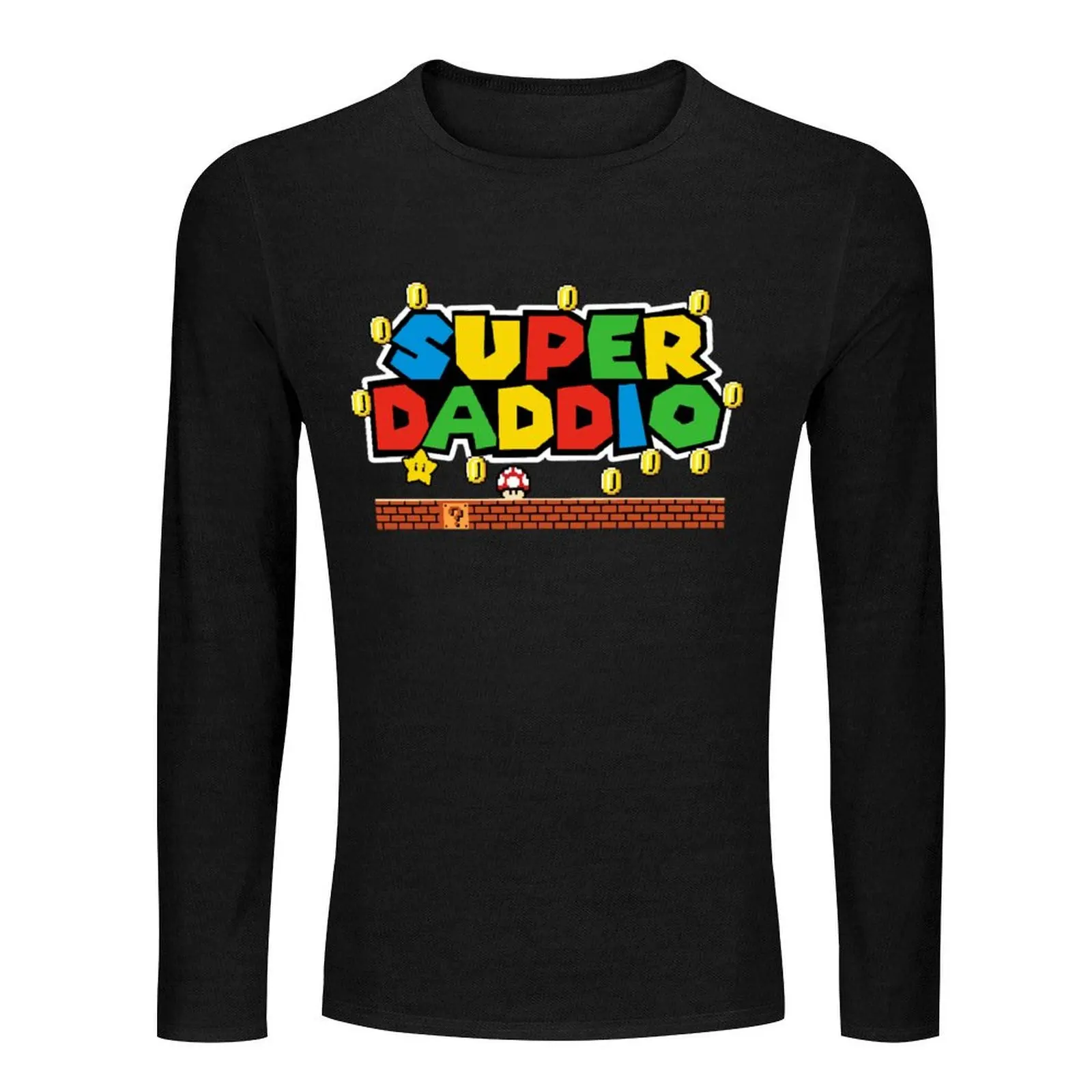 Super Daddio Dad Video Gamer Long T-Shirt plus size tops sweat shirts t shirt for men