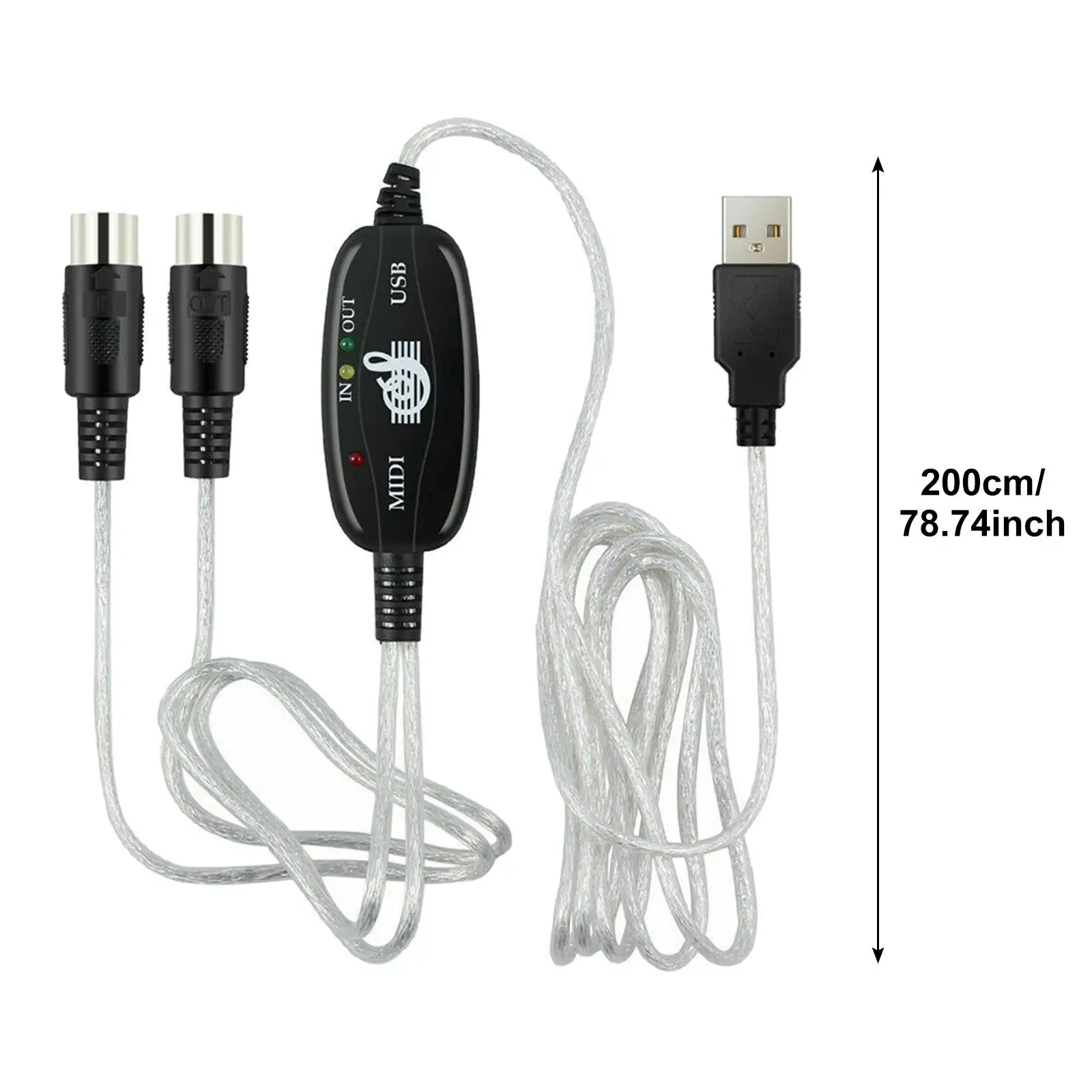 USB MIDI Adapter 6,56 Fuß USB zu MIDI Kabel Adapter Konverter USB zu Midi in