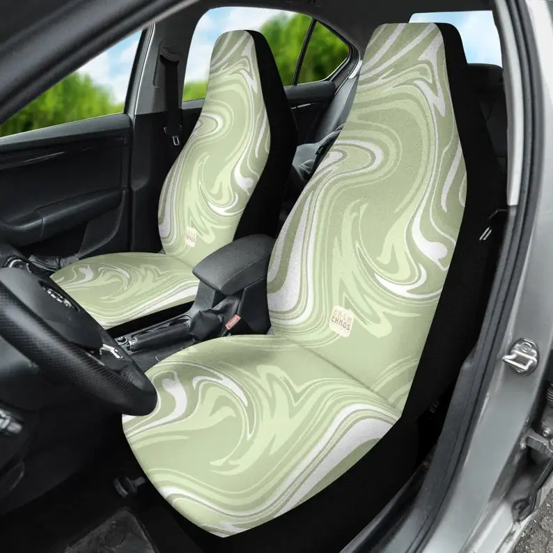 

Sage Green Groovy Waves Car Seat Covers Set of 2