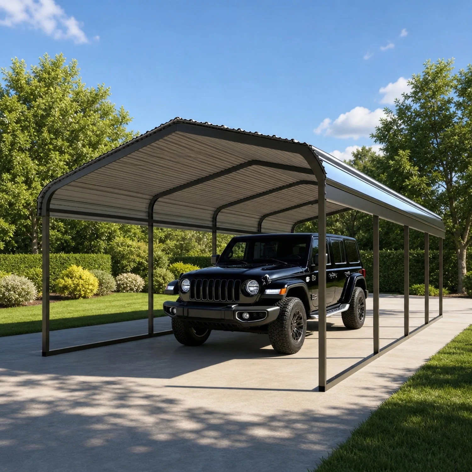 10x20 FT Heavy Duty Extra Large Metal Carport | Vertical Roof Design - All Weather Protection Galvanized Steel Shelter