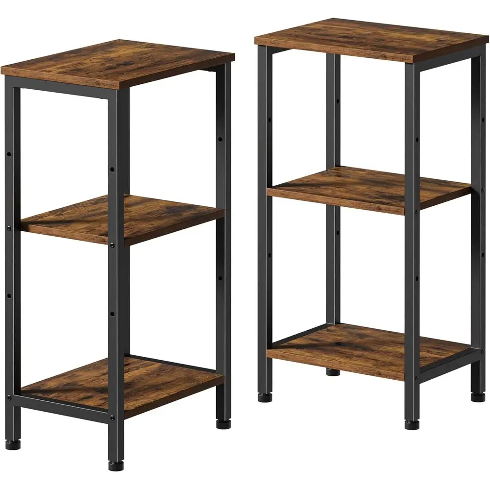 Rustikale braune Akzenttische, 2er-Set, kleines Schlafzimmer und Wohnzimmer, Heimdekoration und Büroständer