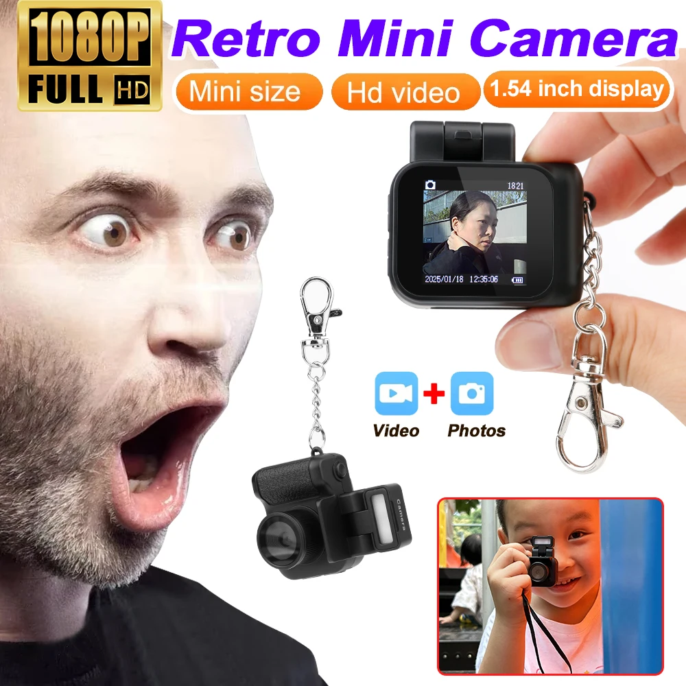 

Y4000 Mini Camera With Screen HD 1080P Portable Retro Ultra Compact Mini Camera Video Recorder With Flash Lamp And Battery Dock