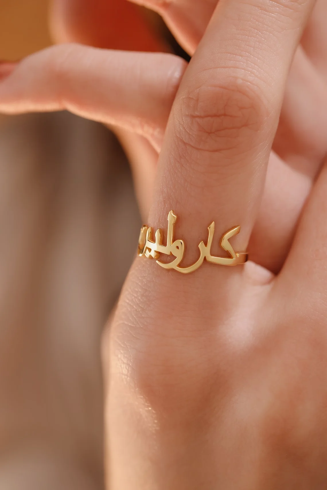 Arabic Custom Name Gold Ring for Women Stainless Steel Personalized Adjustable Customized Heart Rings Wedding Bridesmaid Jewelry