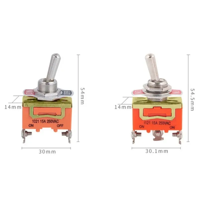 1pc New High Quality 15A 250V SPST 2 4 6 Terminal ON OFF Toggle Switch Self-locking Waterproof Cap