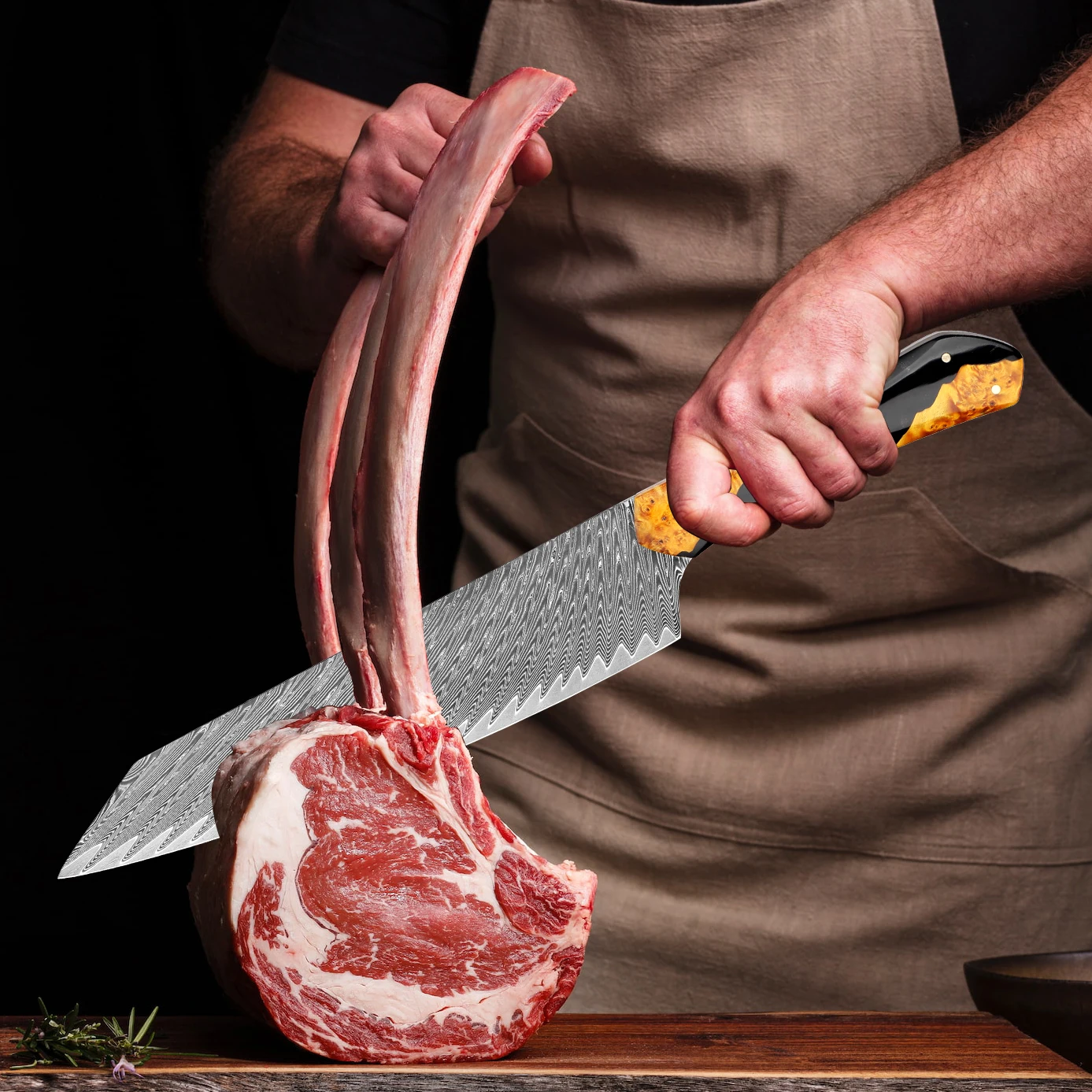 XITUO Japanese Kiritsuke Chef Knife 8 Inch,Damascus Steel Gyuto Knife,for Meat, Fruits,Vegetables, Resin Stabilised Wood Handle