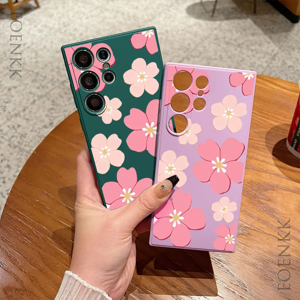 Pink Floral Phone Case For Samsung Galaxy S25 S24 S23 S22 S21 Ultra FE A25 A32 A33 A72 A73 Note 10 20Plus 5G Silicone Soft Cover view 3
