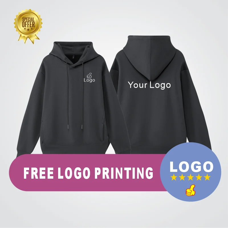 

Autumn and winter pure cotton hoodie logo customization round neck fashionable Baita top