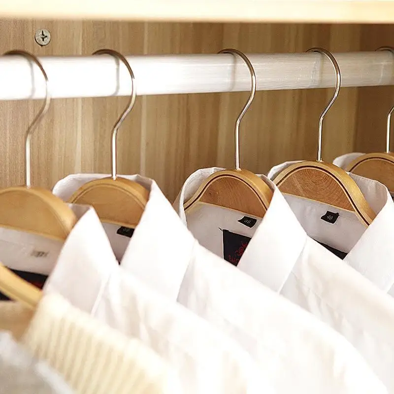 Wood Clothes Hangers Non Slip Padded Shoulder Sturdy Hooks for Suit Coat Closet Organization Storage
