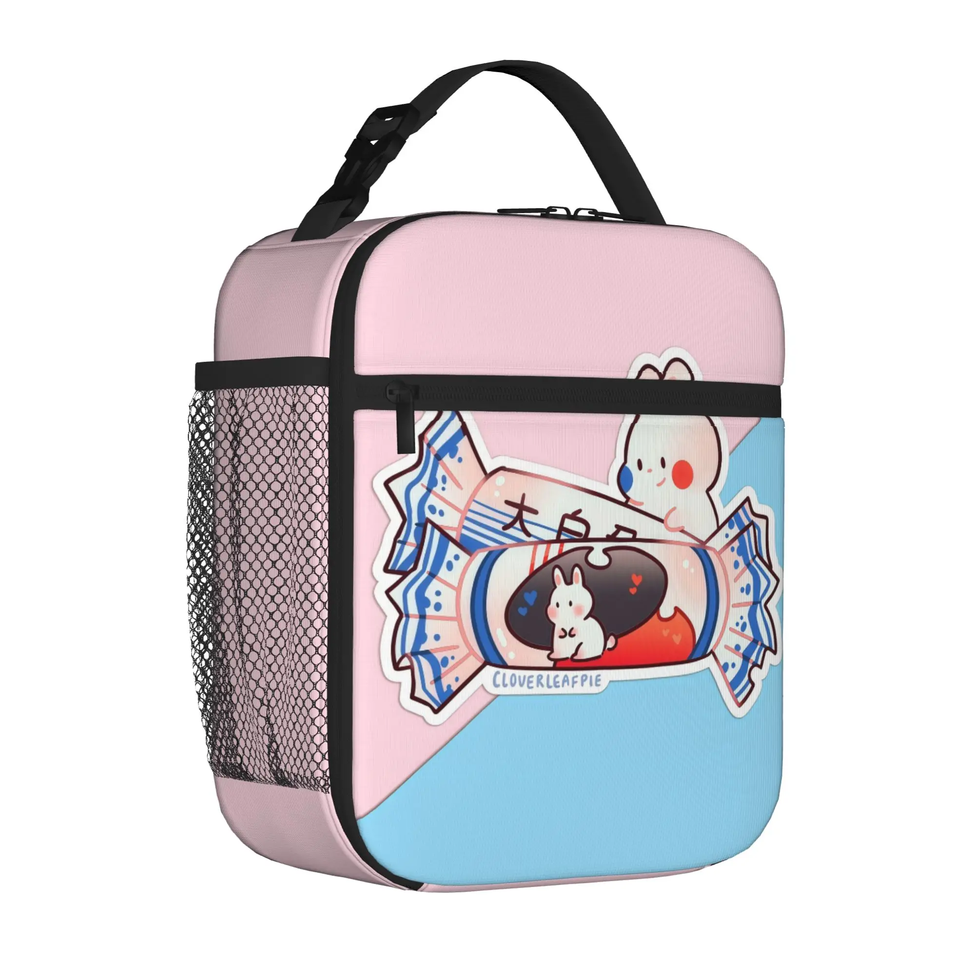 1 Piece Portable Lunch Container creamy sweet Zipper Closure Durable Pocket White Rabbit For Lunch Box Bag