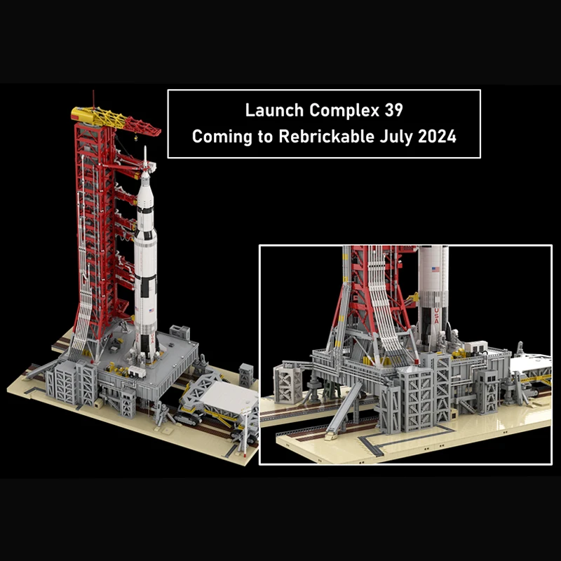 MOC Building Blocks Apollo 11 Launch Umbilical Tower Space Rocket Launch Platform Technology Bricks Toys Sets Kid\'s Xmas Gifts