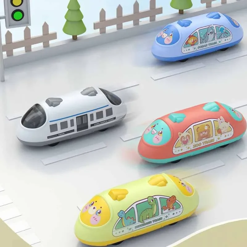 New Double-way Pull Back Simulation Subway Train Toys For Boys Interactive Car Inertia Car Cartoon Train Pull Back Car Toy Gifts