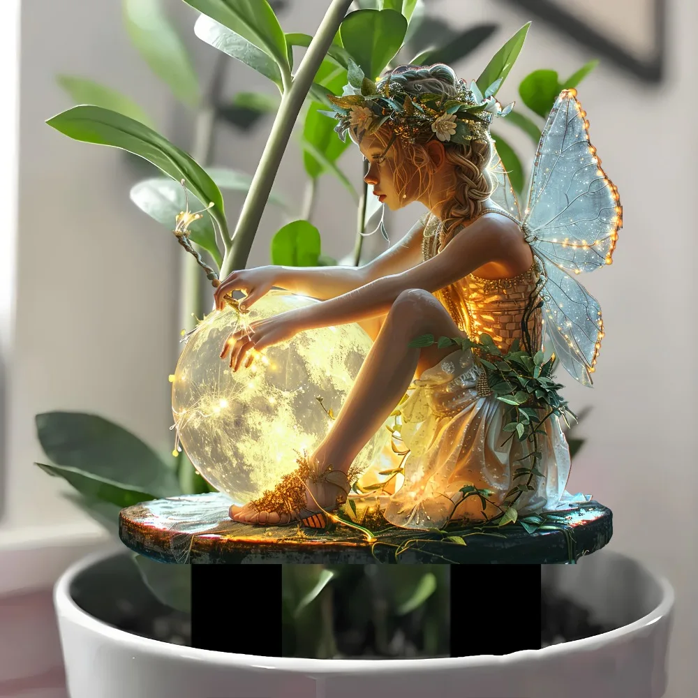 

New 2D Garden Stake Acrylic Fairy Yard Art Forest Elf Fairy Cartoon Multifunctional Fairy Garden Stakes Garden