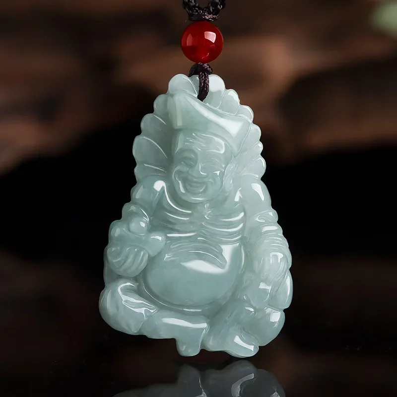 Natural Myanmar Jade Living Buddha Jigong Charms Ice Jadeite Pendant Necklace Men's Women's Gifts Drop Shipping