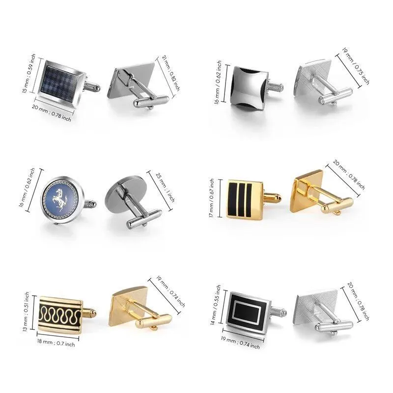 

Square Copper Shirt Cufflinks And Tie Clips Set for Men Fashionable Jewelry Accessory Classic Black Color
