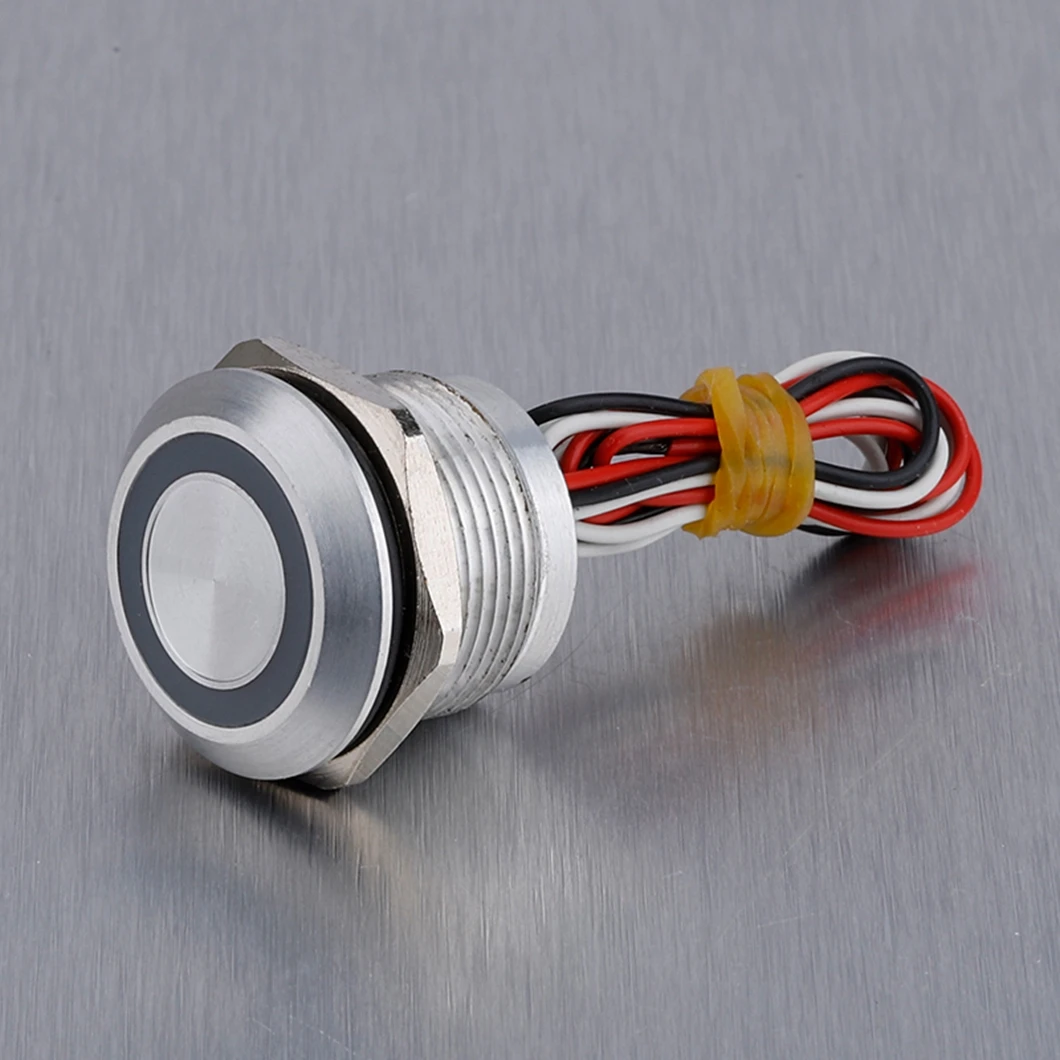 ABILKEEN 19MM Beveled Round Head 1NO Electric Piezo Switch Self-Latching/Momentary with LED Ring Illuminate