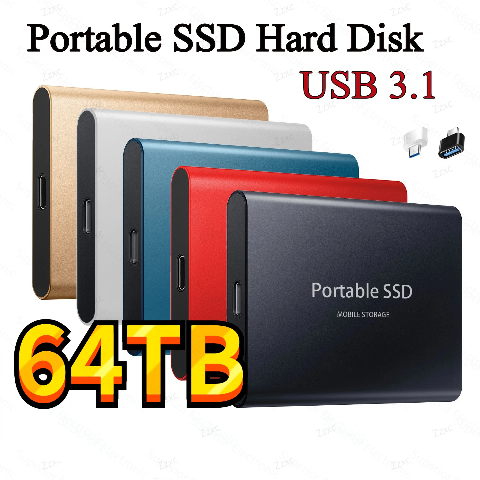 Portable SSD Type-C USB 3.1 60TB 30TB 16TB 8TB SSD Hard Drive 4TB External SSD M.2 for Laptop Desktop SSD Flash Memory Disk