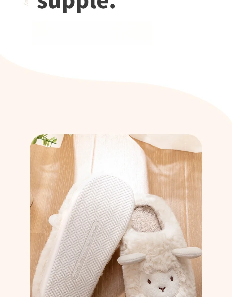 Winter-Baumwoll-Plüsch-Schaf-Hausschuhe für Damen und Herren – Detail 14