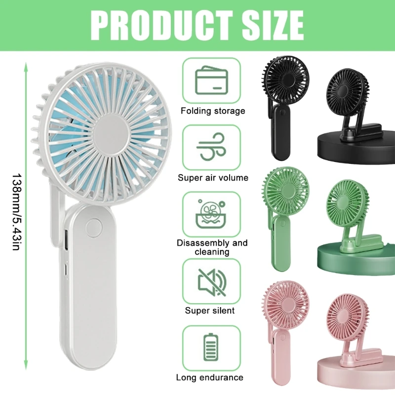 

Handheld Fan with 5000mAh Battery 46 Hours Runtime Pocket Fan USB Rechargeable Folding Fan,3 Speed